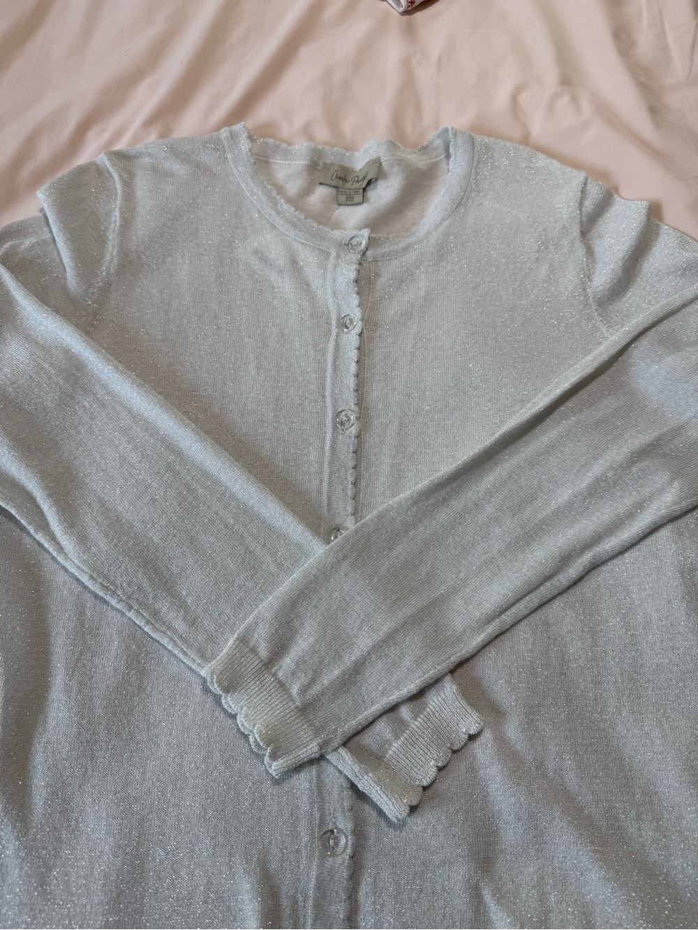 Charlie Paige Sparkle Crewneck Light Silver Cardigan
